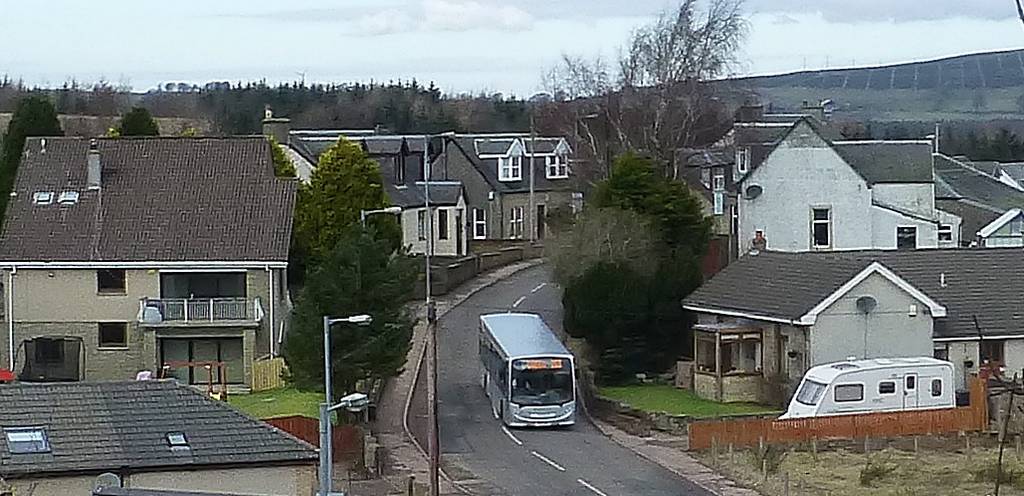 Bus on Coalburn Road approaching Coalburn Brig. Feb 2015